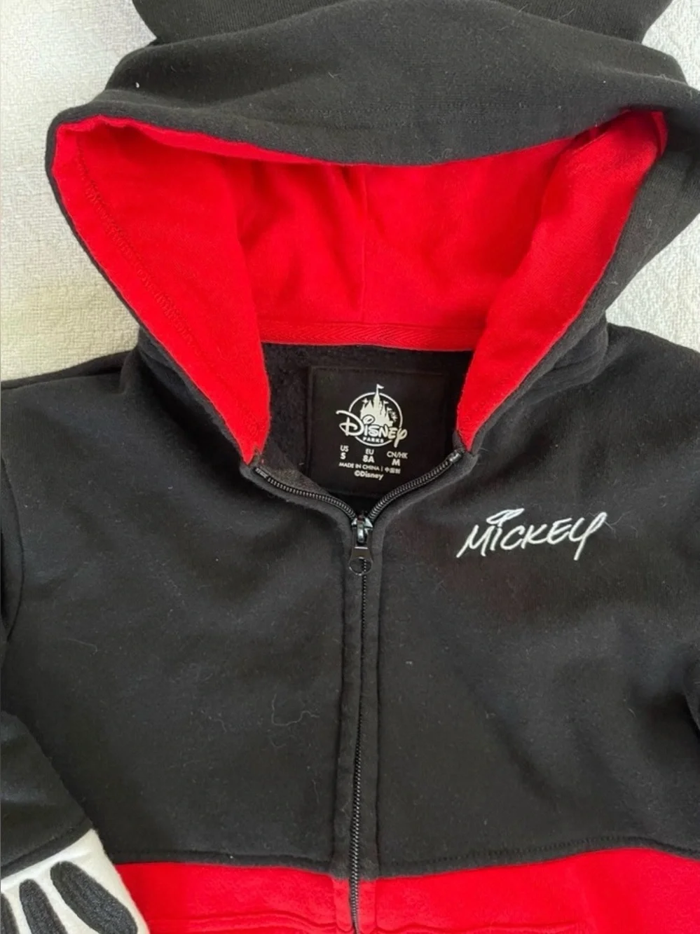 Disney Parks Mickey Mouse Signature Black and Red Jacket with Mouse Ears Hood